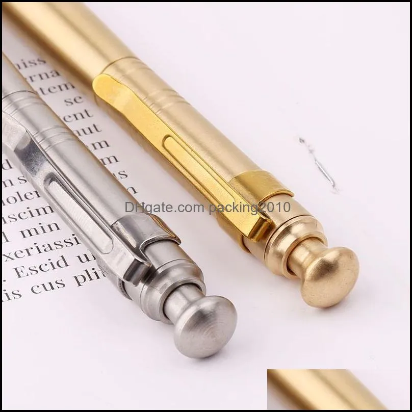 Luxury Stainless Steel Brass Business office Ballpoint Pen Office School Supplies Stationery 0.5mm Nib K43B
