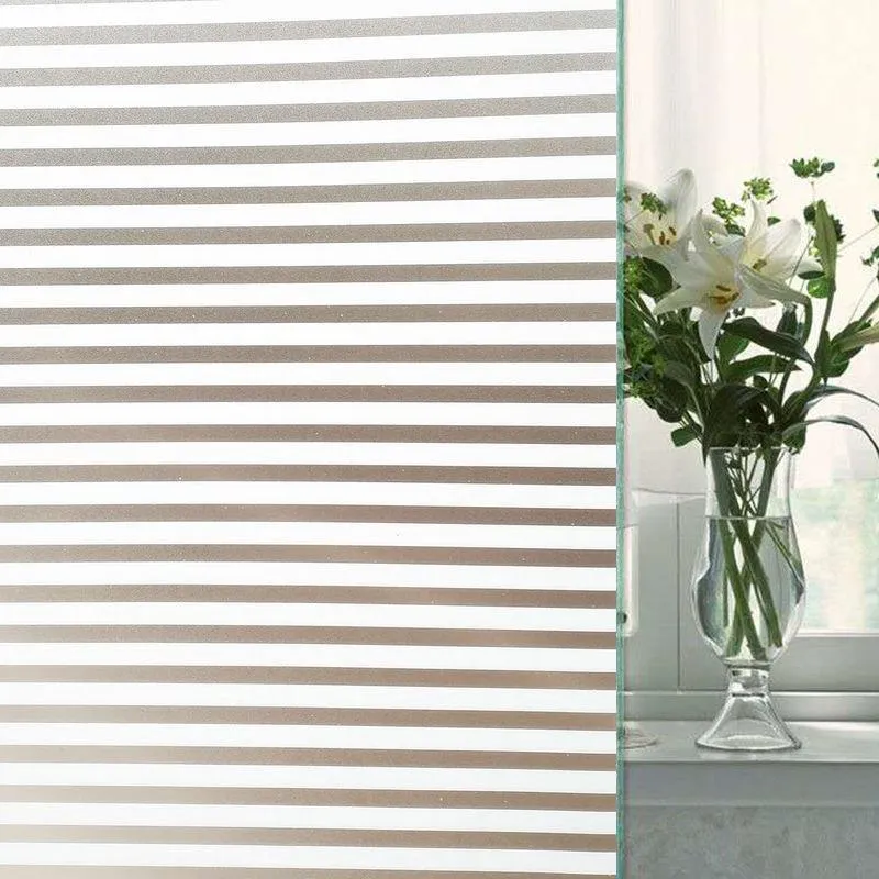 Window Stickers Decorative Self Adhesive Privacy Film Glass Sticker Mirror With Glue Narrow Stripe Bathroom