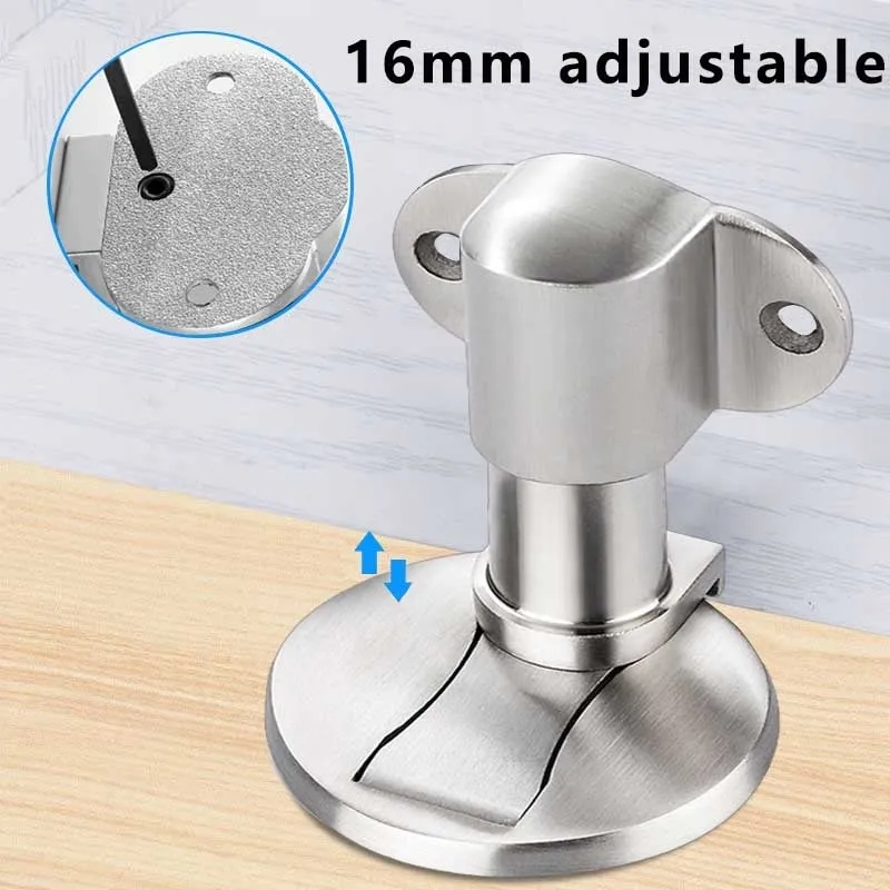 Justerbar magnetisk dörrhållare golvpropp för dörrhårdvara Zinc Alloy Dolda dörrhållare Non-Punch Handle Protector Shock 210724