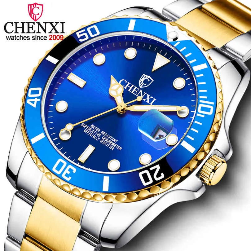 Chenxi 2021 New Top Marka Mężczyźni Zegarki męskie Full Steel Wodoodporna Dorywczo Kwarc Daktyl Zegar Mężczyzna Wrist Watch Relogio Masculino Q0524