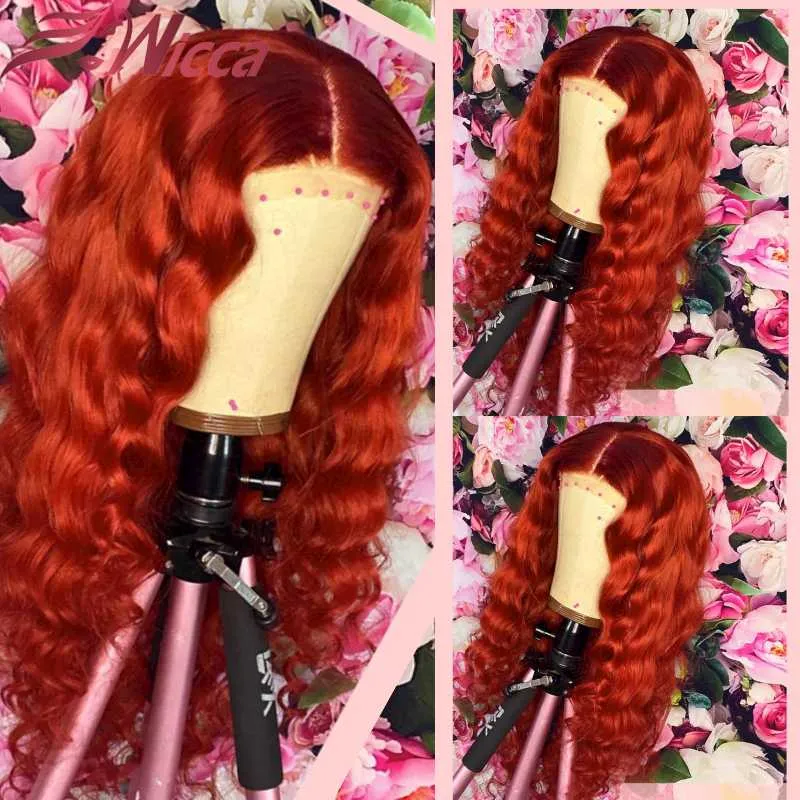 Lace Wigs 180 Density Pre Plucked Pure Red Colored 13x4 Front Brazilian Deep Wave Remy Human Hair For Women With Baby