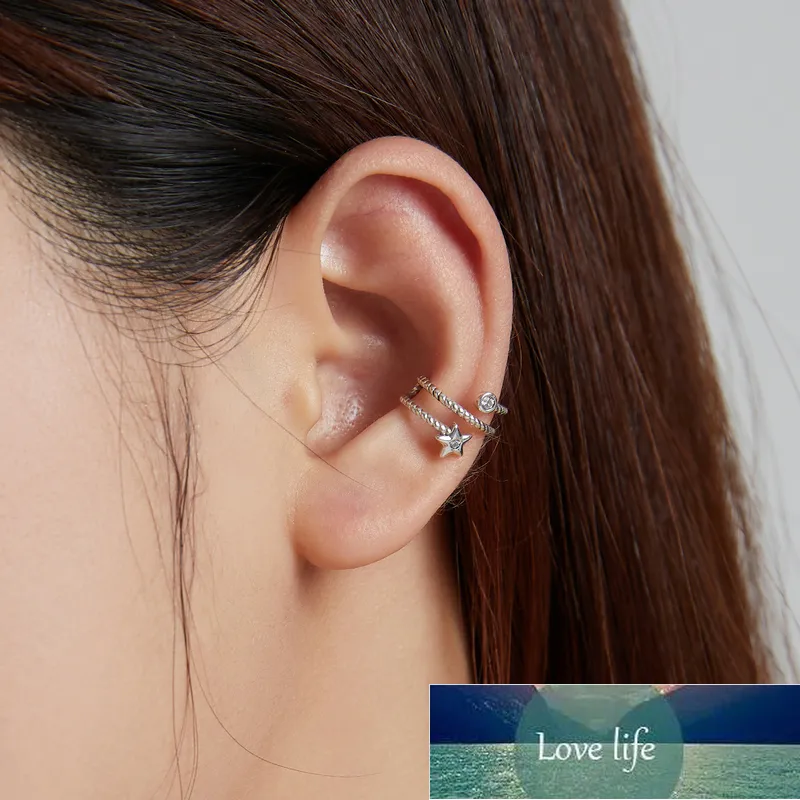 bamoer 1 st 925 sterling zilver star oor clip oor manchet zircon clip op oorbellen zonder piercing oorbellen mode-sieraden sce1135 fabriek prijs expert ontwerpkwaliteit