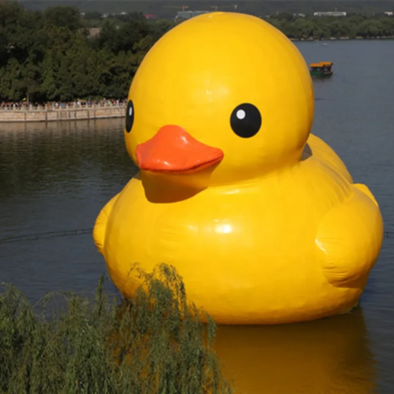 Adorável fofo amarelo amarelo amarelo bóia pato gigante pvc patos de borracha para publicidade mostrando