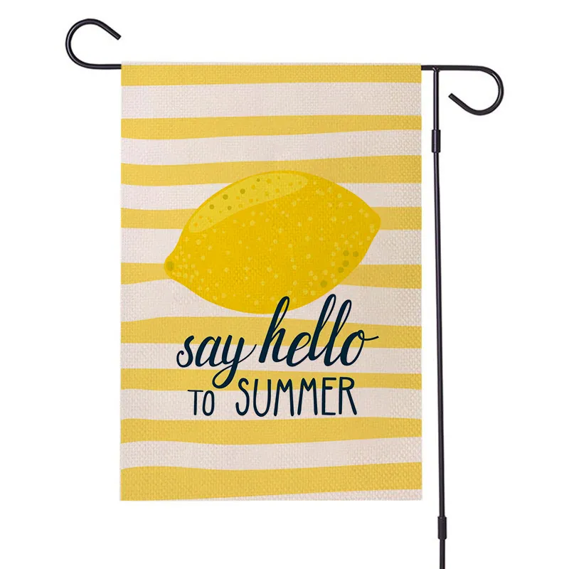 fruit pattern summer flax garden flag hello summer watermelon lemon pineapple printed double side printed garden flag decoration