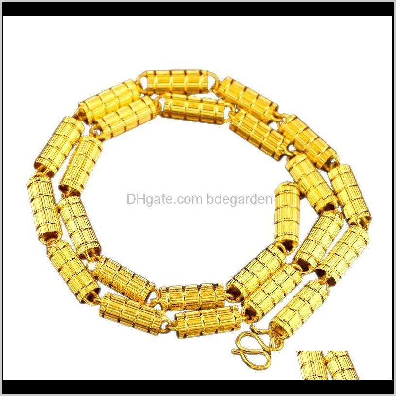 Heavy Round Column Necklace 191g 18ct Real Yellow Gold Filled Men`s Chain Thicken 8mm Cool Man/Boys Jewelry Gift