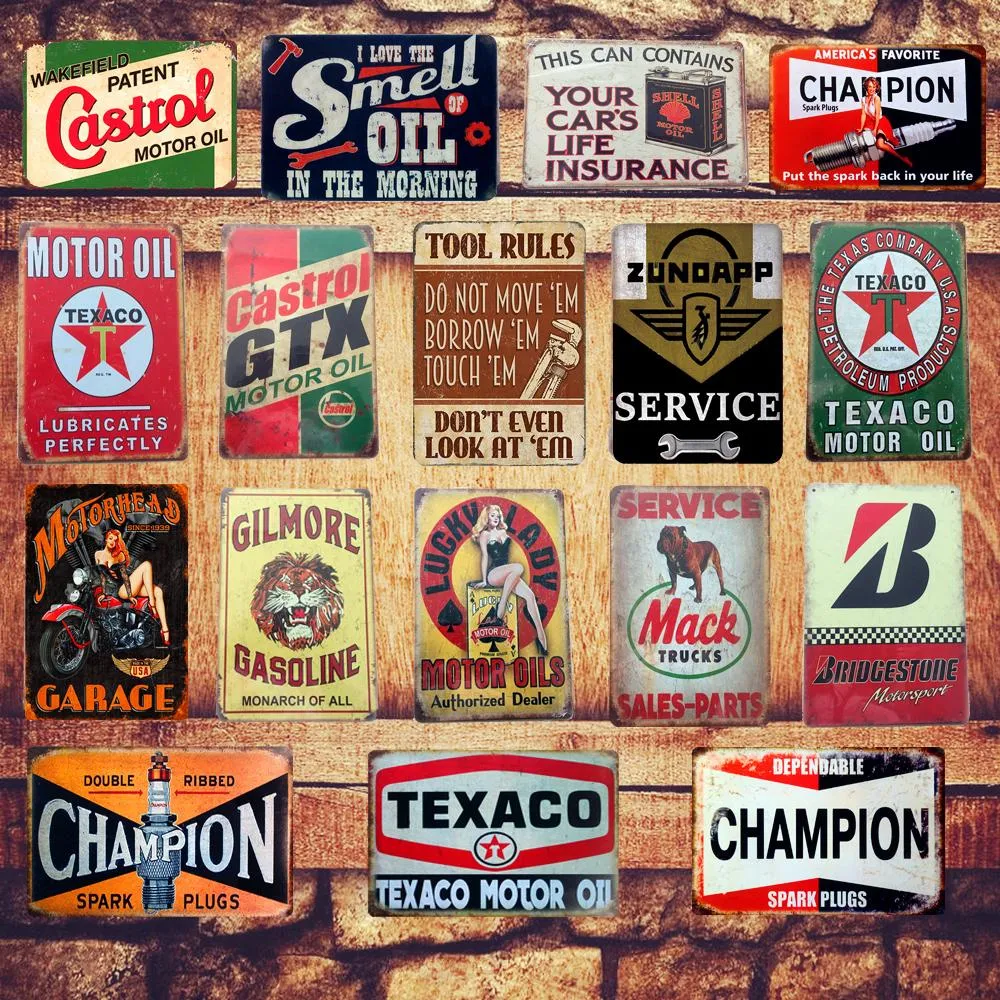 Motor Oil Metal Signs Classic Motorcycle Poster Vintage Sexy girl Painting Decorative Wall Plaque For Bar Pub Dads Garage Decoration size 30X20cm