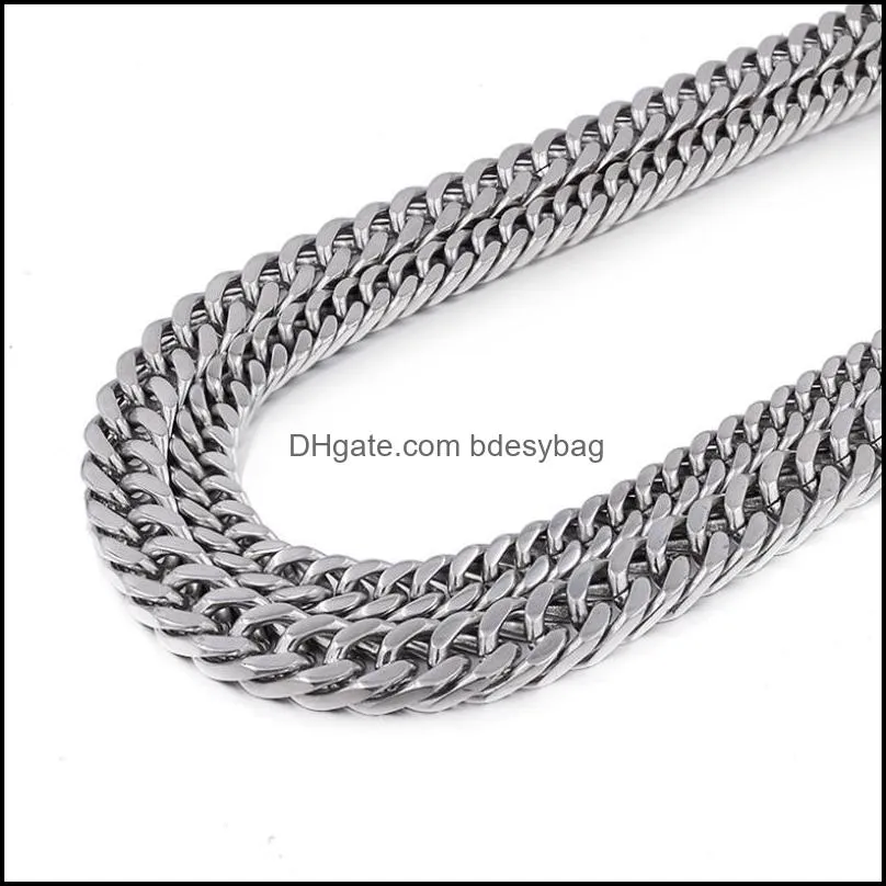 Chains CHIMDOU Customed Necklaces,8mm/10mm  Cuban Chain Choker/long Jewelry,silver Color Stainless Steel Necklace Gift Men Women