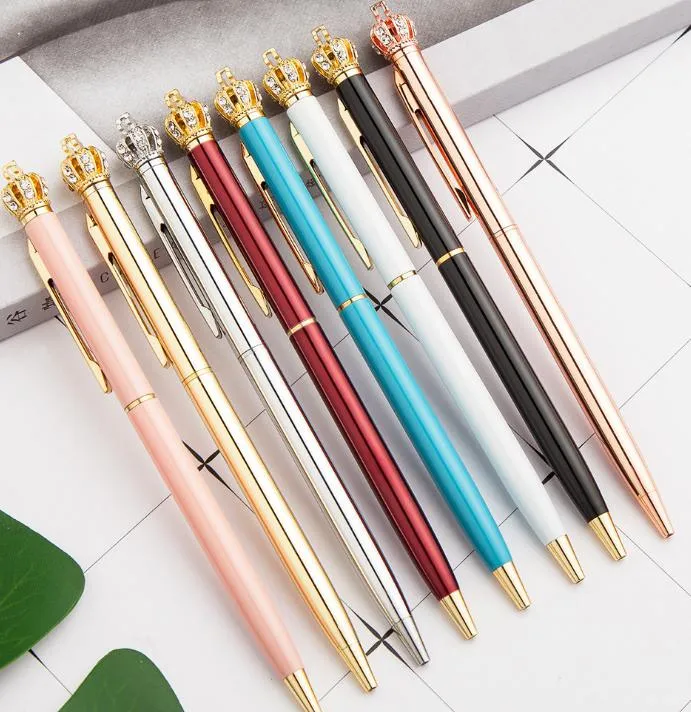 2021 Creatief Design 15 Kleur Crown Diamond Ballpoint Pen Metalen Roller Bal Pennen School Kantoorbenodigdheden Business Pen Student Gift