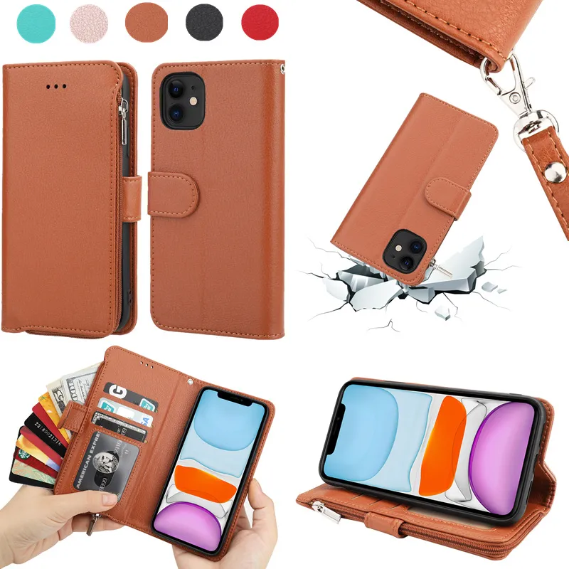 Anti-thef PU Leather Cases for IPhone 14 13 12 Mini 11 Pro Max XSMax XR X Case SE2020 8 7 6 6S Plus Business Flip Wallet Case Card Solt Cover