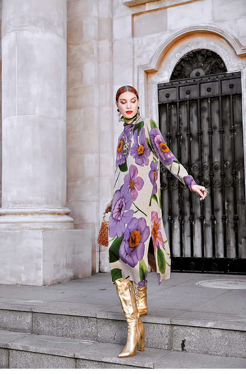 Floral clearance turtleneck dress