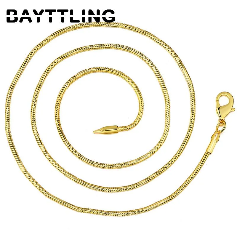 Kedjor Bayttling 925 Sterling Silver 16 18 20 22 24 26 28 30 Inch 2mm Golden Snake Chain Halsband för Woman Man Wedding Gift Jewel265i