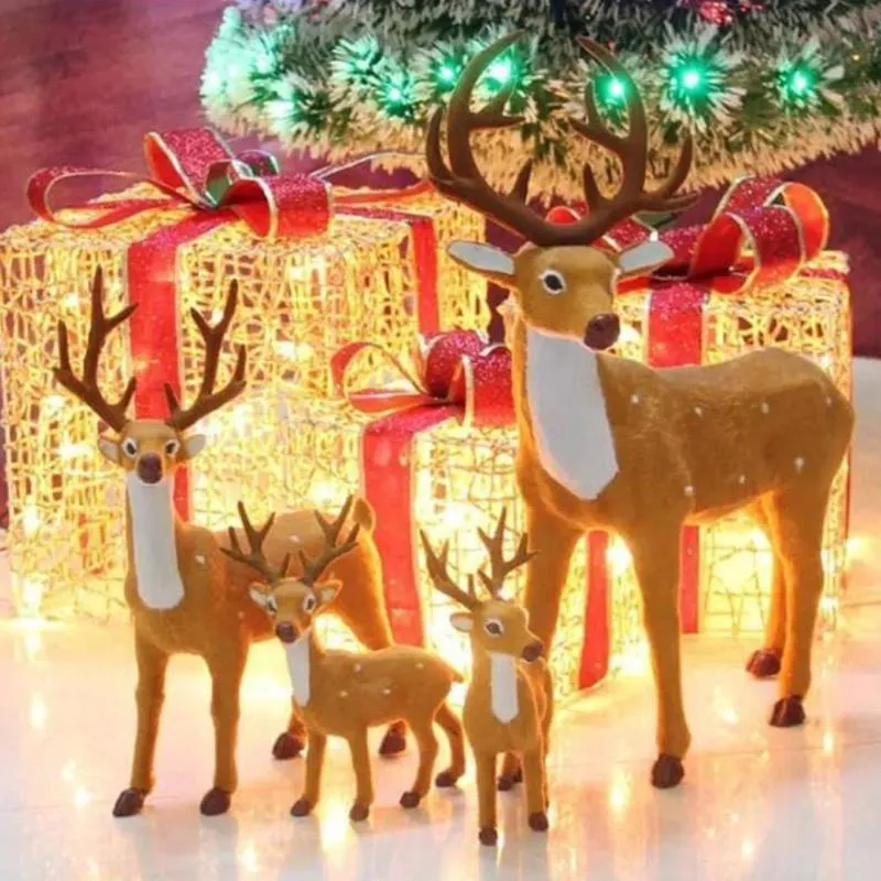 Feestdecoratie 30 cm/25/20/15 cm rendier Kerstherten Kerstmis Elk Plush Simulation Decorations for Home Merry Jaargeschenken