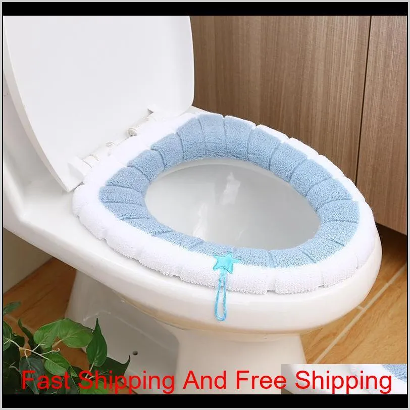 comfortable velvet coral bathroom toilet seat cover winter toilet cover household closestool mat seat case lid cover