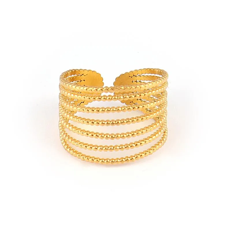 Cluster Rings Simple Design Chain Ring Roestvrij staal Verstelbaar voor vrouwen en mannen Punk Street Style Neutrale dames