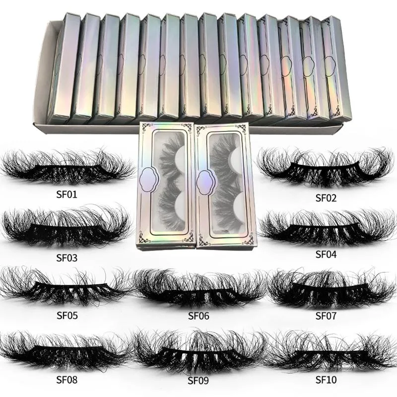 Faux cils Rainsin Lashes en gros Fluffy Mink Hair Pack 25mm Wispy en vrac avec emballage ensemble désordonné