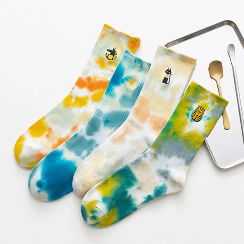 Harajuku Vortex Cotton Sockings With Hot Tie Dye Egyptian Kobold