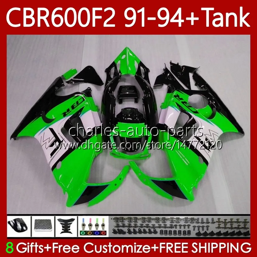 Bodywork +Tank For HONDA CBR600F2 600CC 600FS 91-94 Body 63No.156 CBR 600 600F2 CBR600 F2 FS CC Green black 1991 1992 1993 1994 CBR600FS CBR600-F2 91 92 93 94 Fairing Kit