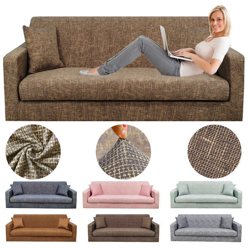 Elastic Sofa Cover For Living Room Plain Simple Printing 1 2 3 4 Seater L Shape Armchair Stretch Corner Sectional Slipcovers 210723