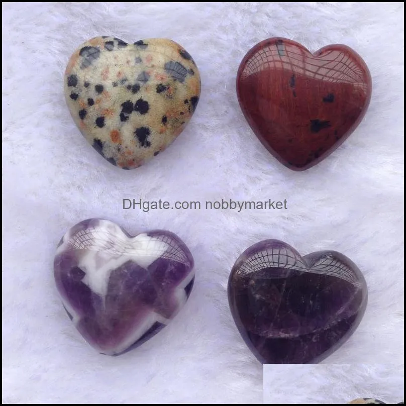 Love Heart Shaped Natural Stone Healing Crystals Stones Valentine Day Ornaments Multi Colour Jewelry Non Porous 1 7wt K2B