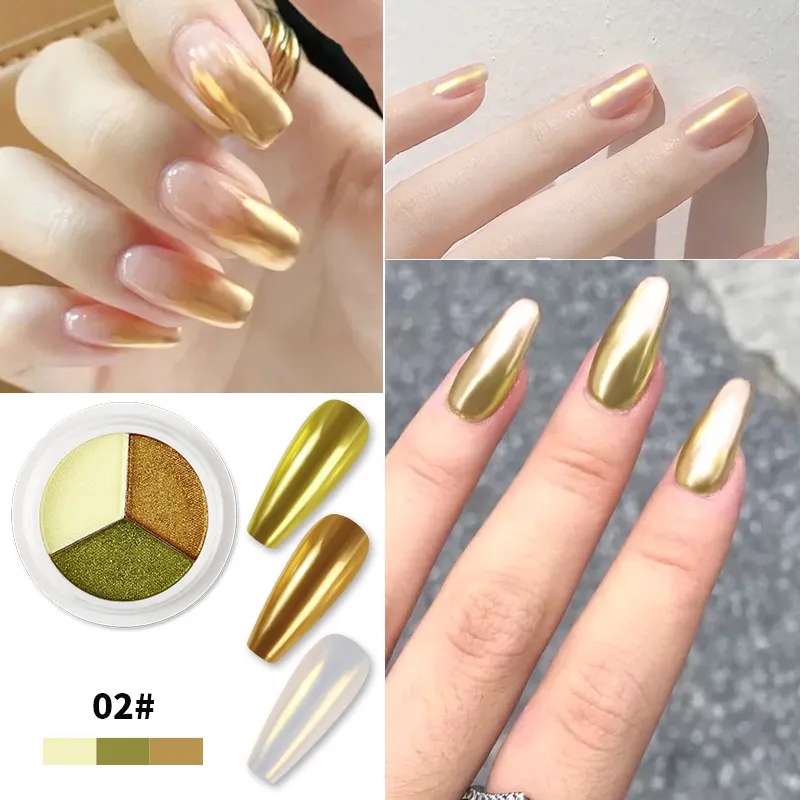 Chrome nail powder 18 carat gold