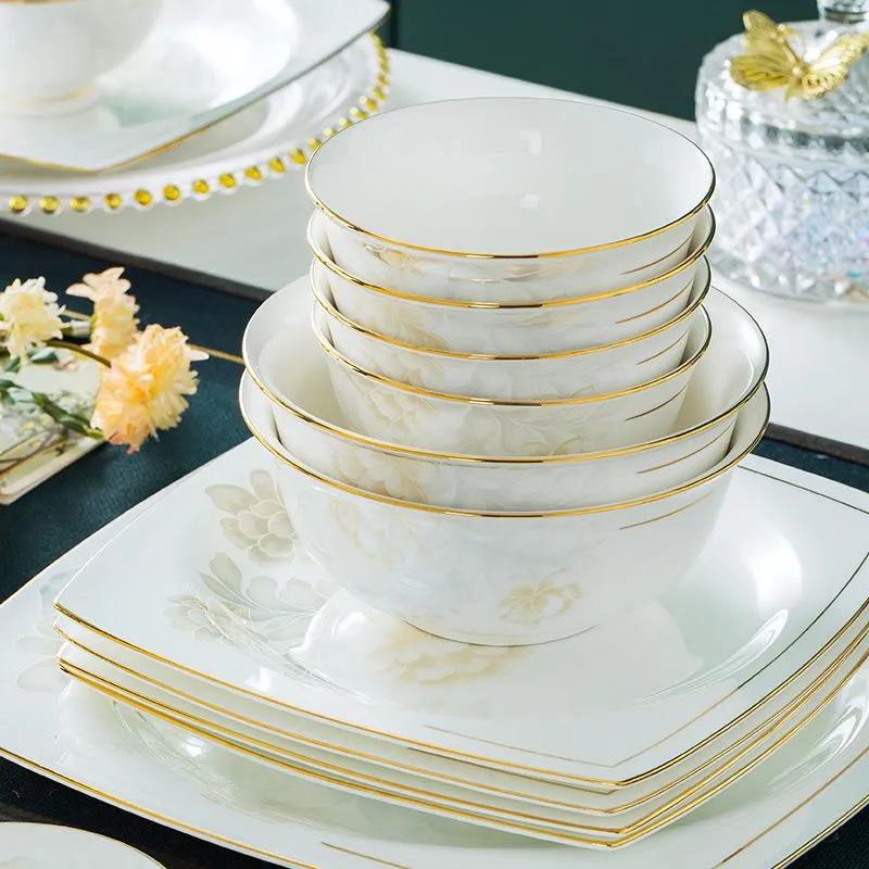 Piatti piatti di lusso piatto creativo set ceramico set cena da bagno ciotola dessert decorativo decorativo porcelaine ristorante rifornimento dl60p