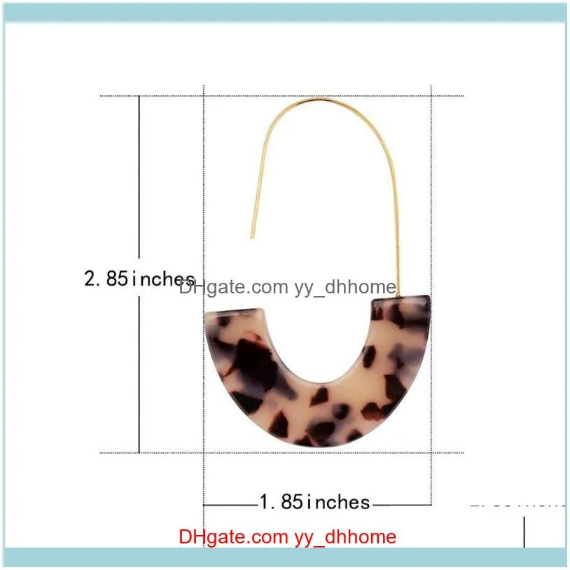 Yanxyad 2 Pair Acrylic Hoop Earrings Tortoise Mottled Statement Polygonal Drop For Lady Jewelry Gift & Huggie