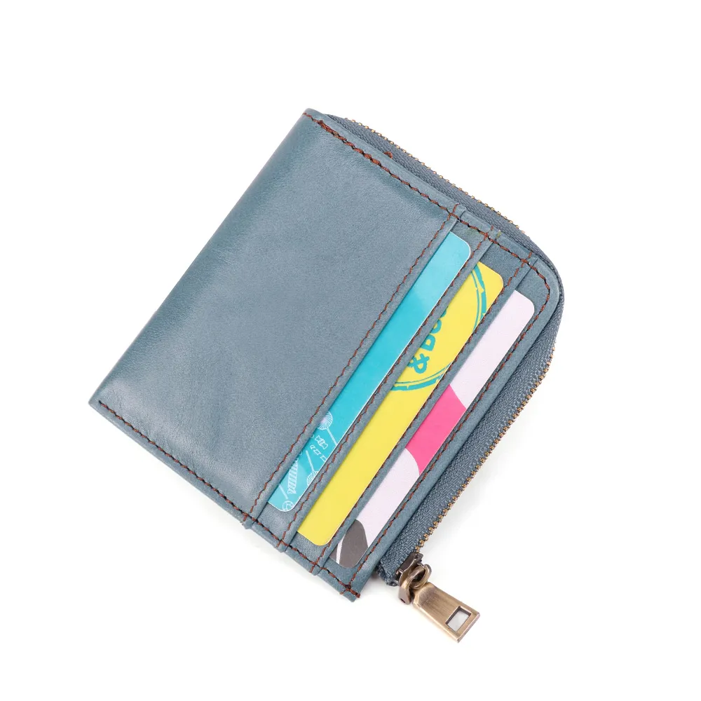 ミニスモールの本革スリムな財布カードホルダー女性お金バッグ男性ファッションショート財布
