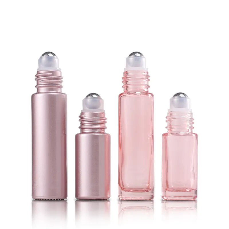 10ML 5ML Rose Gold  Oil Bottle Glass Roll On Perfume Crystal Roller Ball Bottles