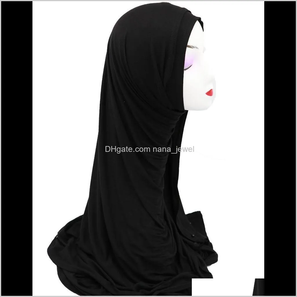 Cross-Border Hui Lady Solid Pearl Cotton Scarf Arab Modale Long Towel