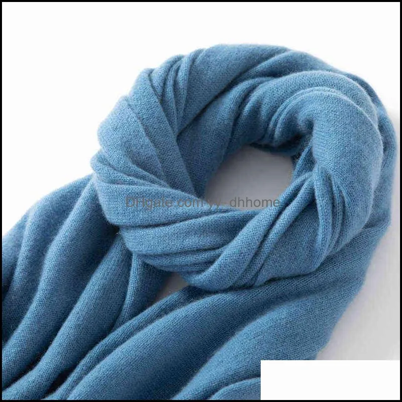 100% Knitting Scarf Women 180*45cm 19Colors Top Grade Winter Autumn Soft Warm Laides Pure Cashmere Scarves 211231