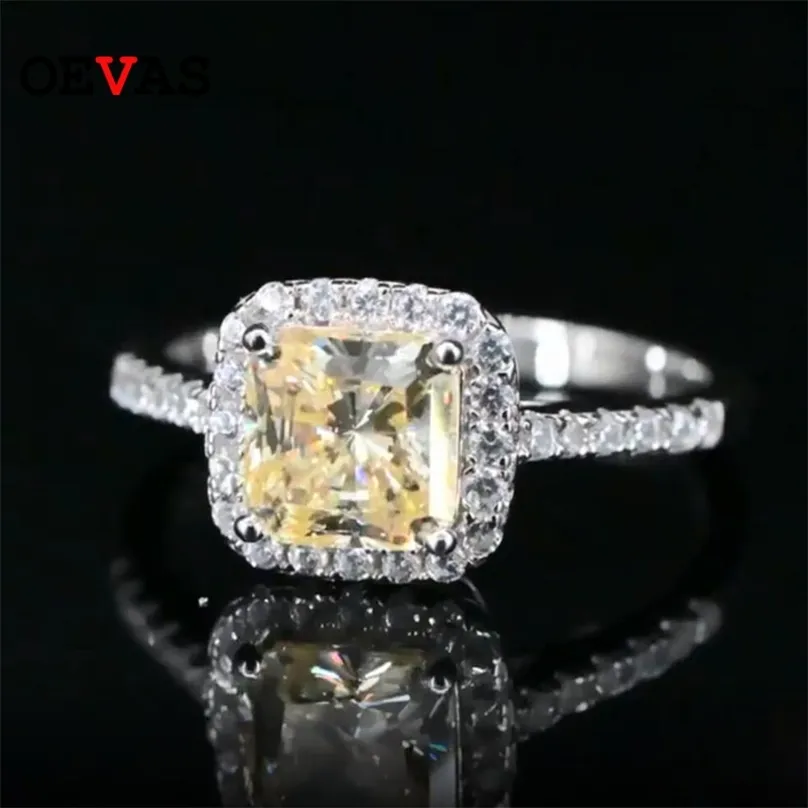 OEVAS 100% argento 925 anelli di nozze di diamanti ad alto tenore di carbonio per le donne scintillanti festa di fidanzamento gioielli creati 211217