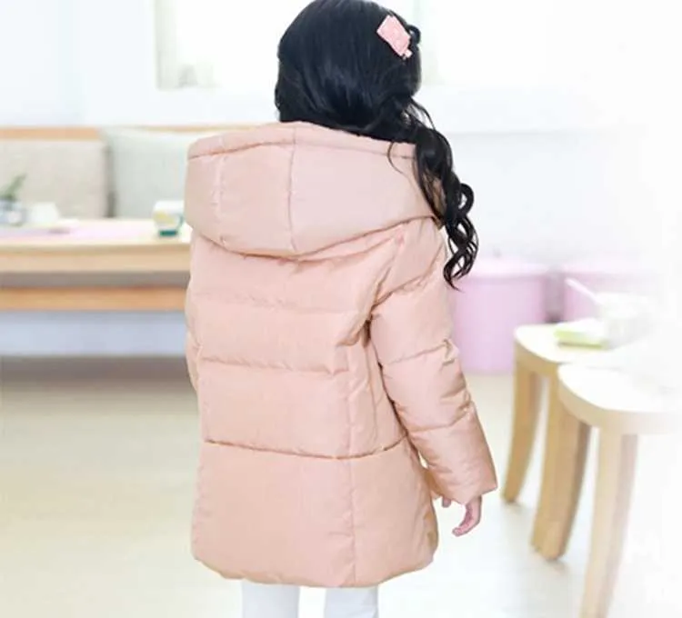  Cold Winter Warm Thick Baby Child Girl Hoody Long Outerwear Pink Duck Down & Parkas Jacket & Coat For Girls 100-150 cm (4)