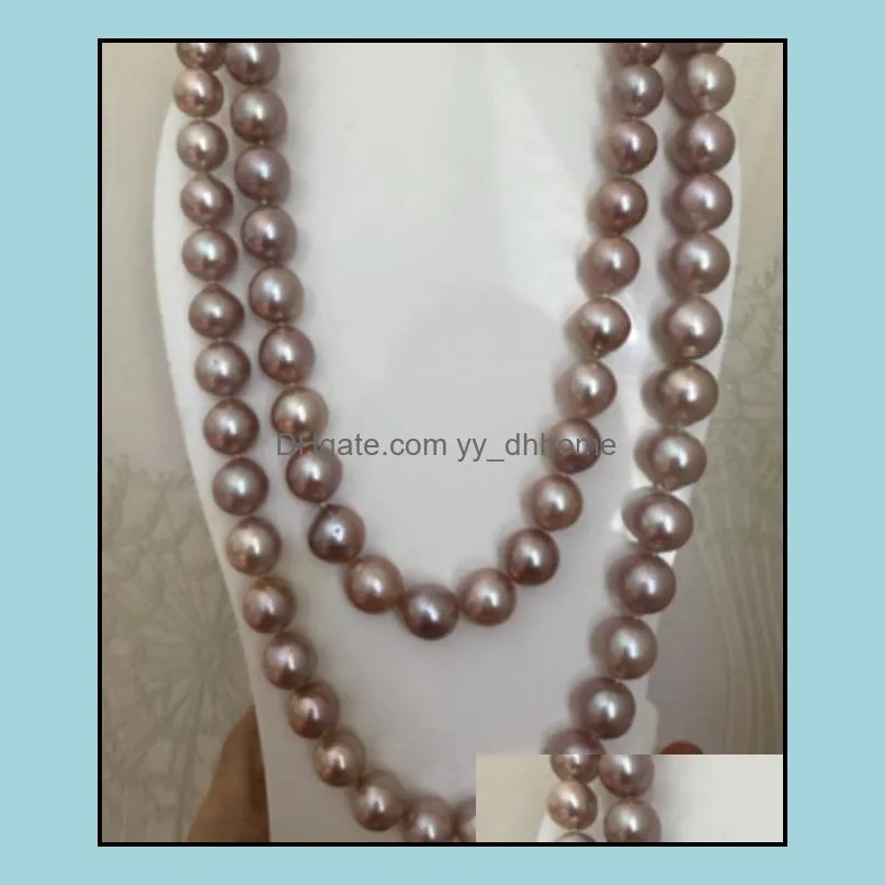 9-10mm Purple Natural Pearl Beaded Necklace 38inch Women`s Gift Bridal Jewelry Choker