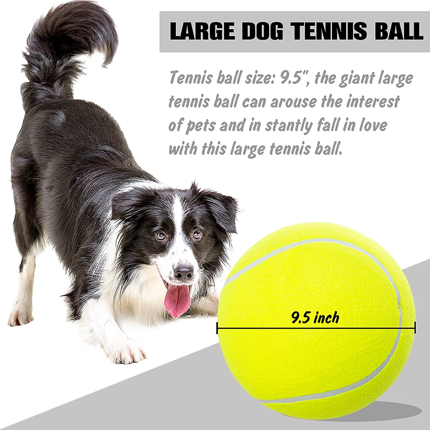 Dog Toy Balls 9.5" Large Tennis Ball Interactive Toys Indoor Medium Large Dogs Funny Inflatable Rubber
