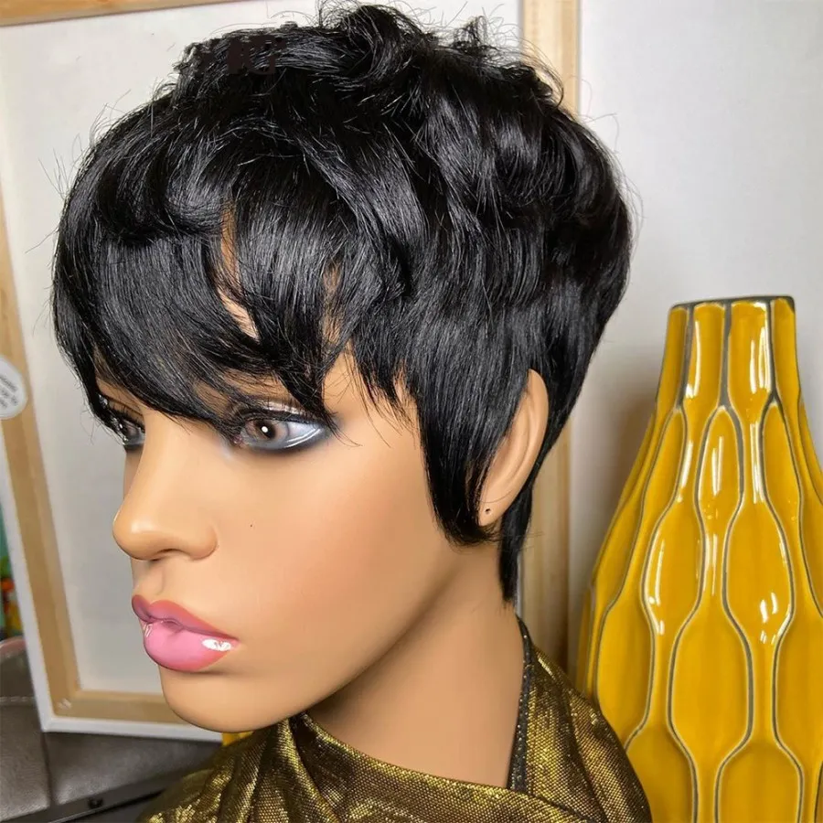 150 High Ratio Pixie Cut Wig Natural Black Color Short Human Hair Glueless Brazilian Remy Hair Short Pixie Cut Wigs For Women From Newbeautyhair6 20.9 DHgate.Com