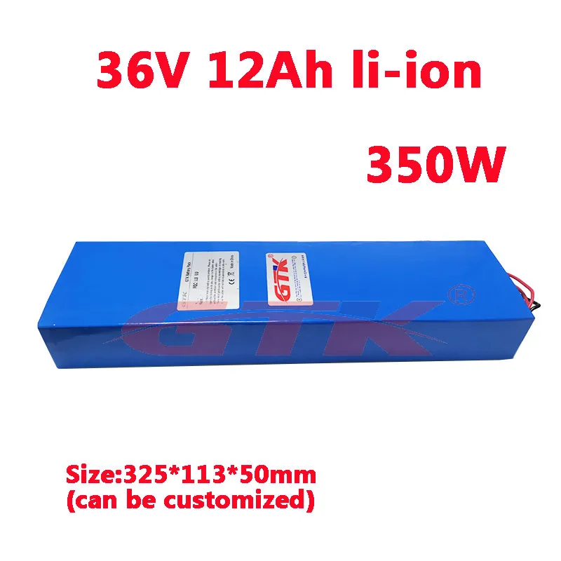 2pcs In stock!!Gtk 36V 12Ah lithium battery Li ion battery pack for 350W 250W electric skateboard scooter not 10ah 15ah+charger