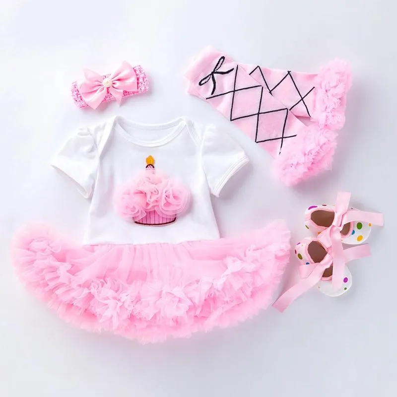 12M 패션 브랜드 신생아 유아용 아기 소녀 생일 침례 드레스 세트 사랑스러운 의류 1 년 여자 아기 양복