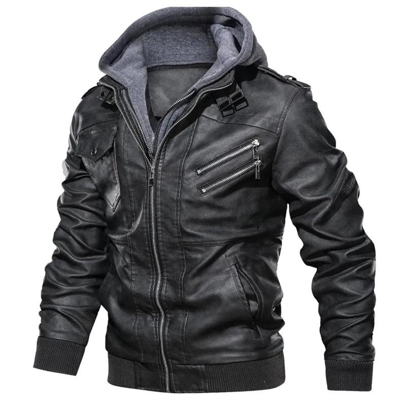 Mens Euro Size Leather Hooded Cheap Leather Motorcycle Jackets Warm Autumn Winter Baseball Coat 4XL From Herish 35.74 DHgate.Com