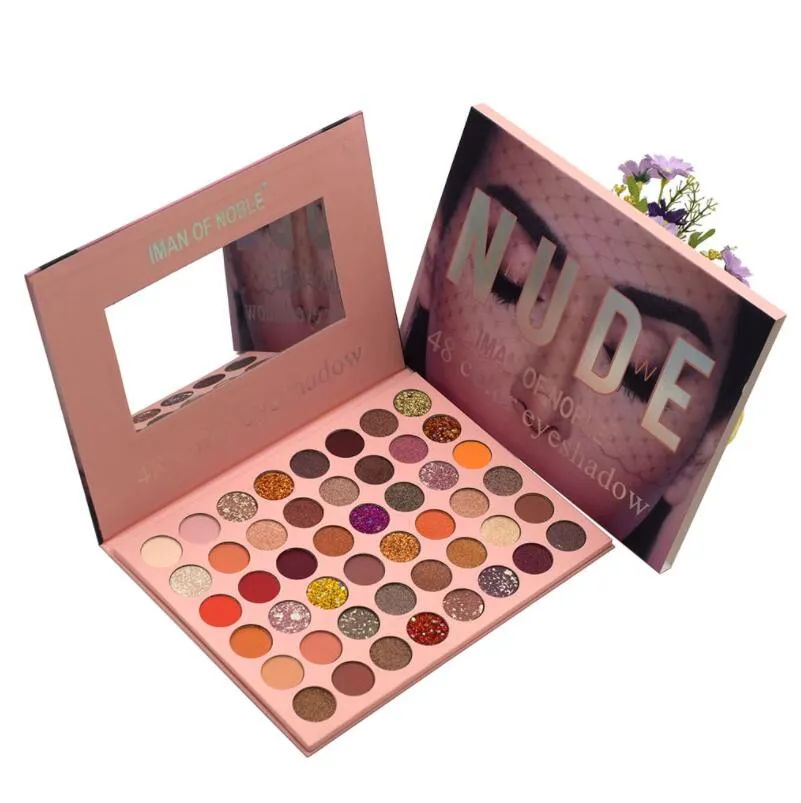 Palette di ombretti opachi da 48 colori Neutro, Marrone e Rosa nudo Palette di ombretti smokey con glitter scintillanti da 48 tonalità, palette metalliche ad alta pigmentazione Impermeabili