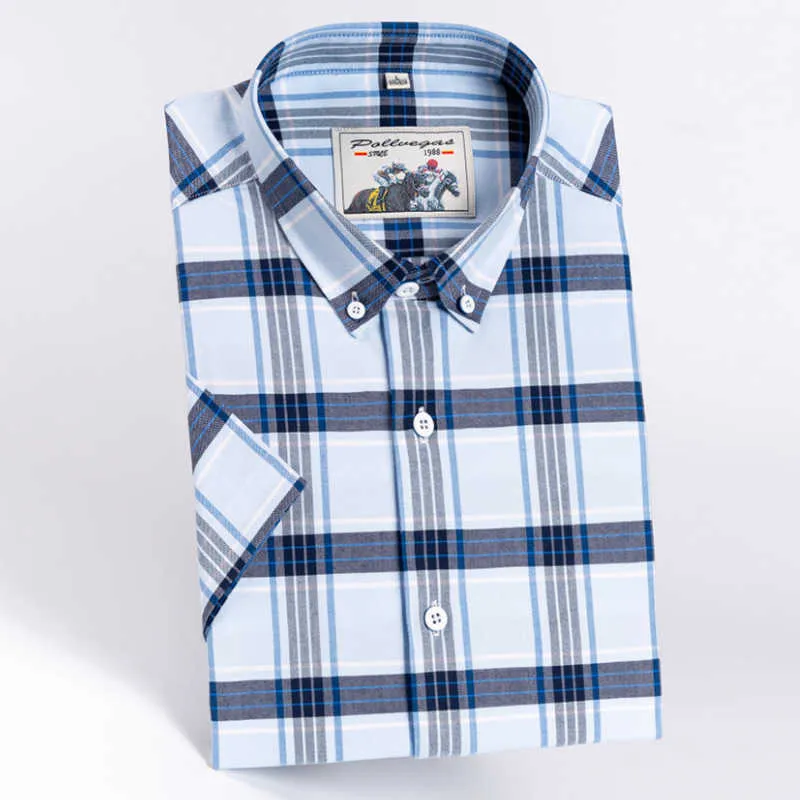 Verão estilo clássico algodão camisa de manga curta camisa de negócios casual marca homens de alta qualidade de alta qualidade camisa leve 210531