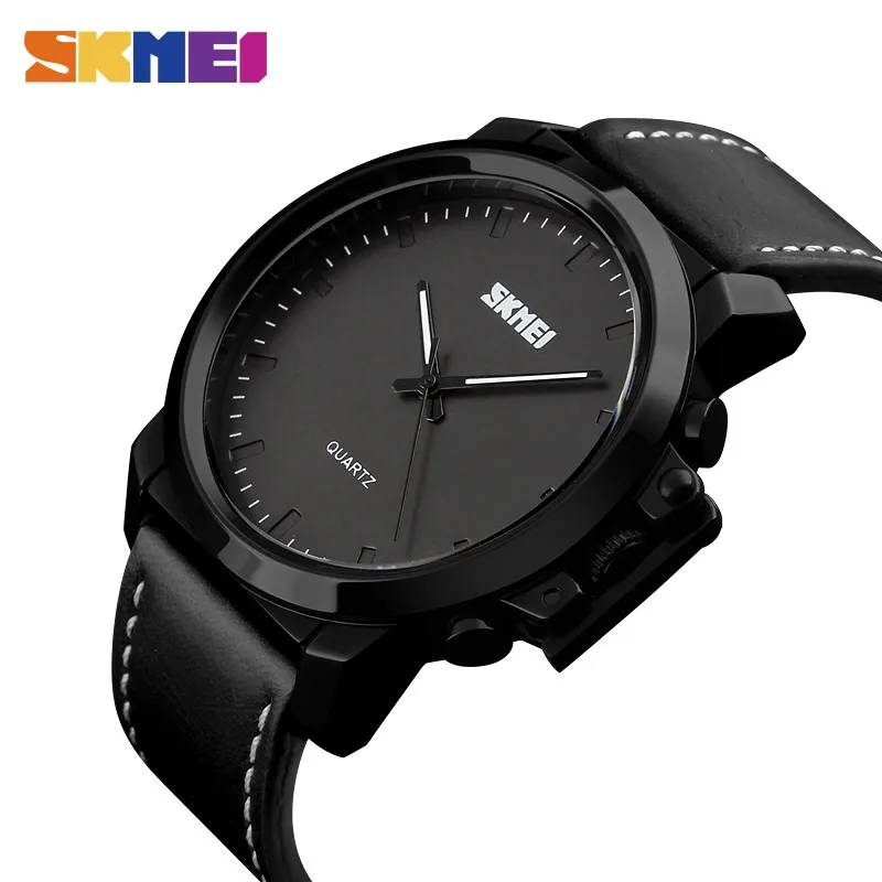 Skmei Quartz Montres Hommes IP Noir Placage Grand Cadran 30m Étanche Mode Casual Gentleman Montres Relogio Masculino 1208 Q0524