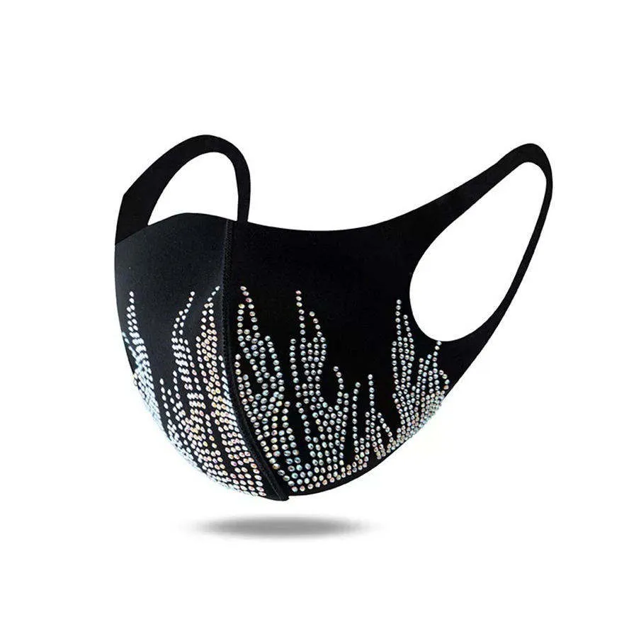 Designer strass paillettes masque facial femmes filles sequin pur coton masques noirs anti-poussière brouillard anti-poussière masque facial en gros