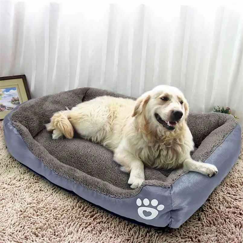 Pet Sofa Dog Bed Soft Fleece Warm House Waterproof Bottom For Small Medium Large s Cats Beds S-2XL 210924