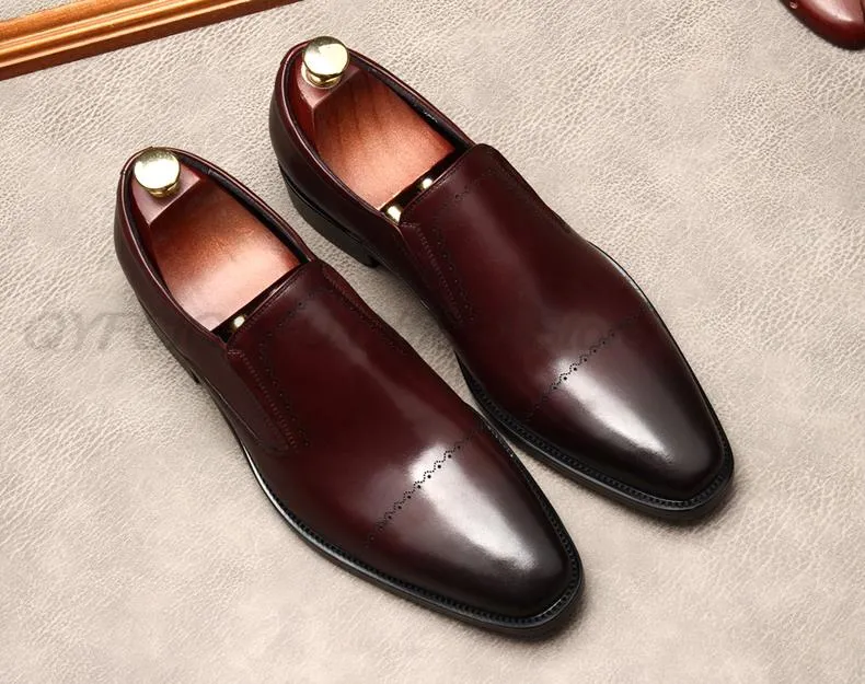 Nouveautés hommes mode mocassins en cuir véritable noir chocolat fête de mariage homme chaussures habillées décontracté affaires hommes chaussures