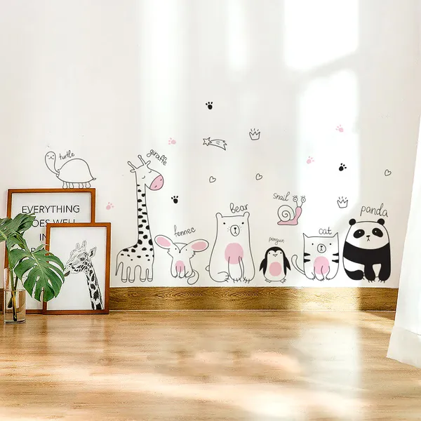 HOT Nordic Cartoon Wall Stickers Adhesive Nursery Decals For Girls Kids ...