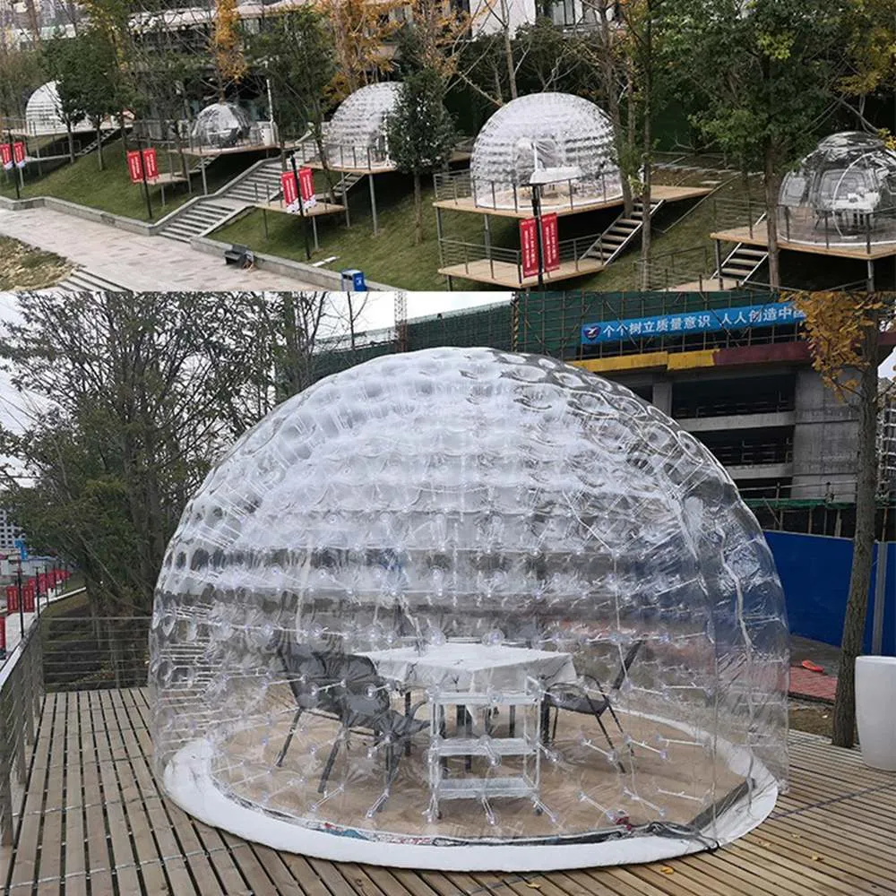 Opblaasbare koepeltent 3.5m 4,5 m buitendiameter commerciële transparante bubble huis tenten zonder lichten voor camping familie partij outdoor evenementen