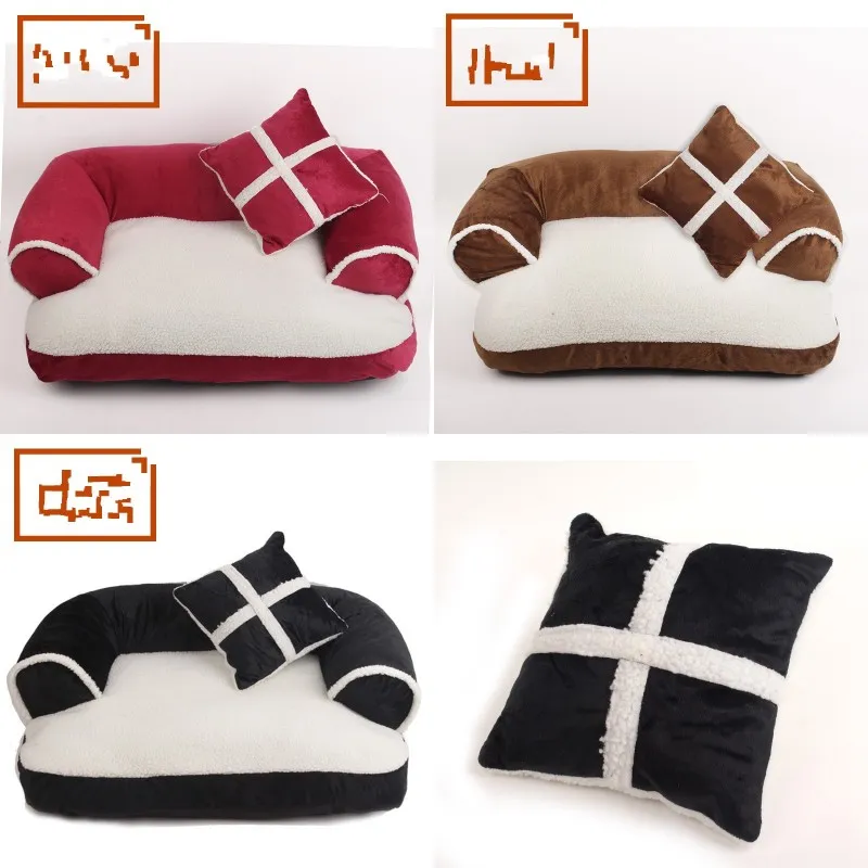 Nieuwe Four Seasons Pet Dog Sofa Beds met kussen Afneembare Wassen Zachte Fleece Kat Bed Warm Chihuahua Klein Hondenbed 675 K2