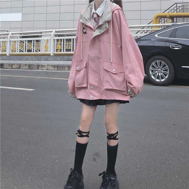 Japonês Kawaii Zíper Rosa Mulher Jaqueta 2020 Coreano Cor Correspondência  Roupas De Inverno Solto Bonito Feminino Topos Casaco Manteau Femme -  Jaquetas - AliExpress