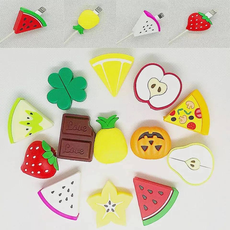 5*3cmCute Fruit Phone USB Kabelschutz für iPhone Kabel Chompers Kabel Tierbiss Ladegerät Drahthalter Organizer Schutz