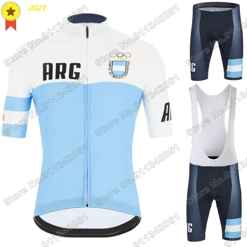 Racing set 2021 Argentina Cykling Jersey Set National Team Clothing Road Bike Suit Cykel Toppar Bib Shorts Maillot Ropa Ciclismo